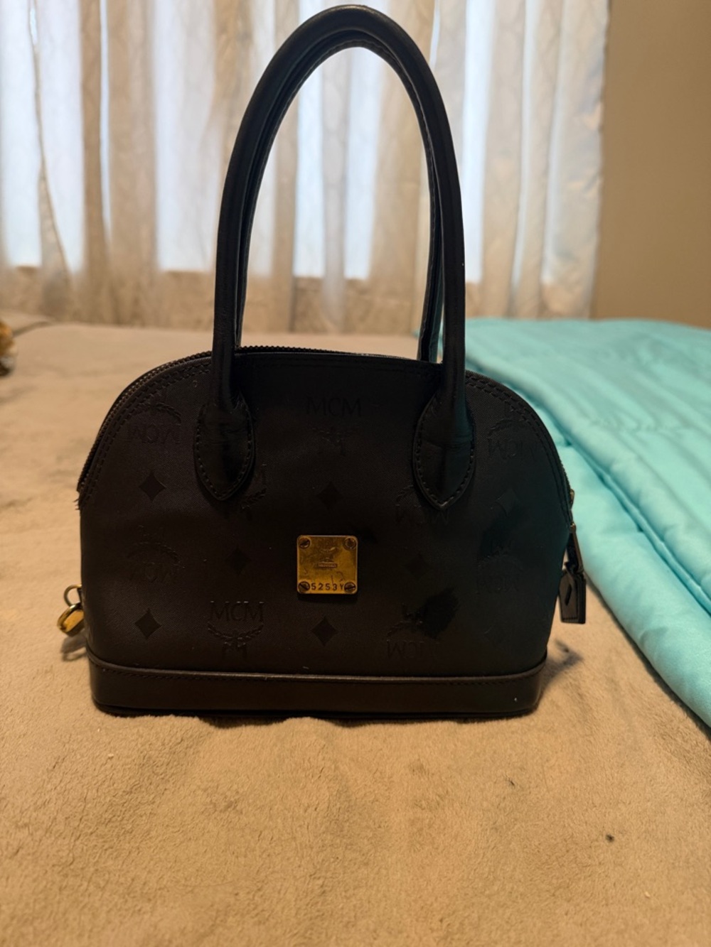 MCM Black Leather Dome Satchel